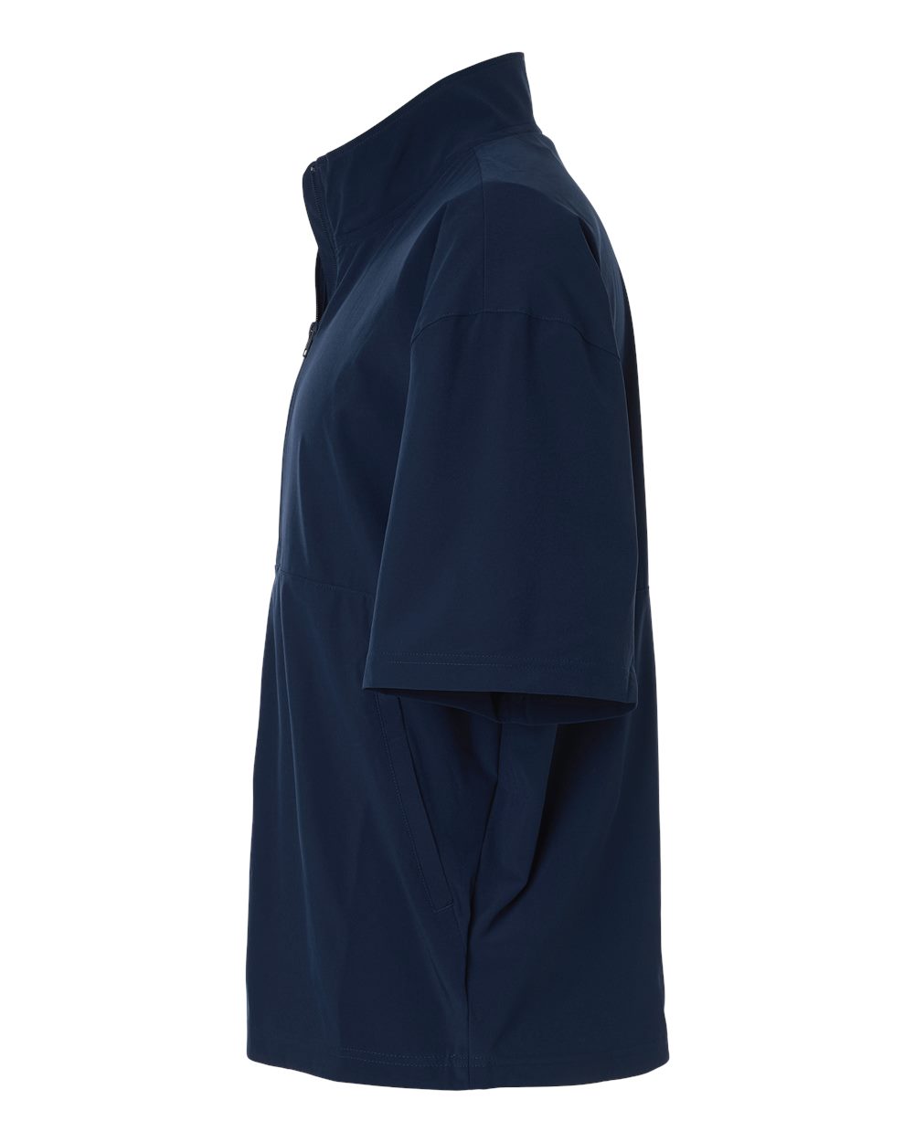 Left View of Team Navy Blue/ White Men's Short Sleeve Quarter-Zip Pullover - AT505 plain