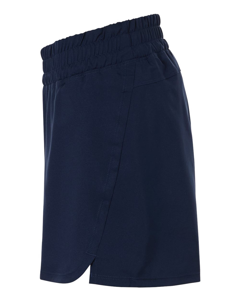 Left View of Team Navy Blue/ White Women's D4T Woven 3" Shorts - AT306 plain