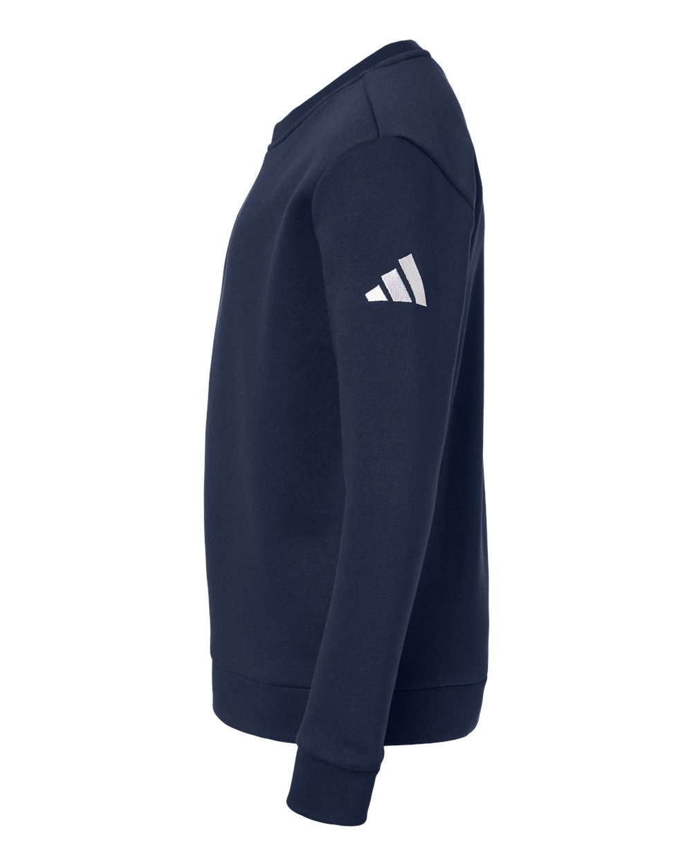 Left View of Team Navy Blue/ White Youth Fleece Crewneck Sweatshirt - AT202 plain