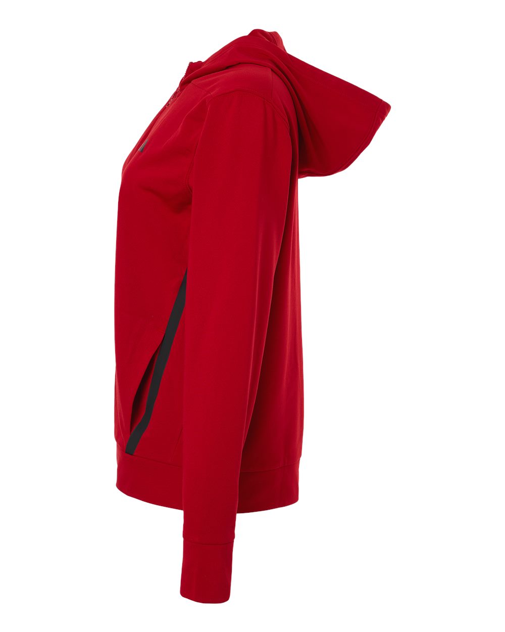Left View of Team Power Red/ Black Women's Game & Go Fleece Full-Zip Hooded Sweatshirt - AT209