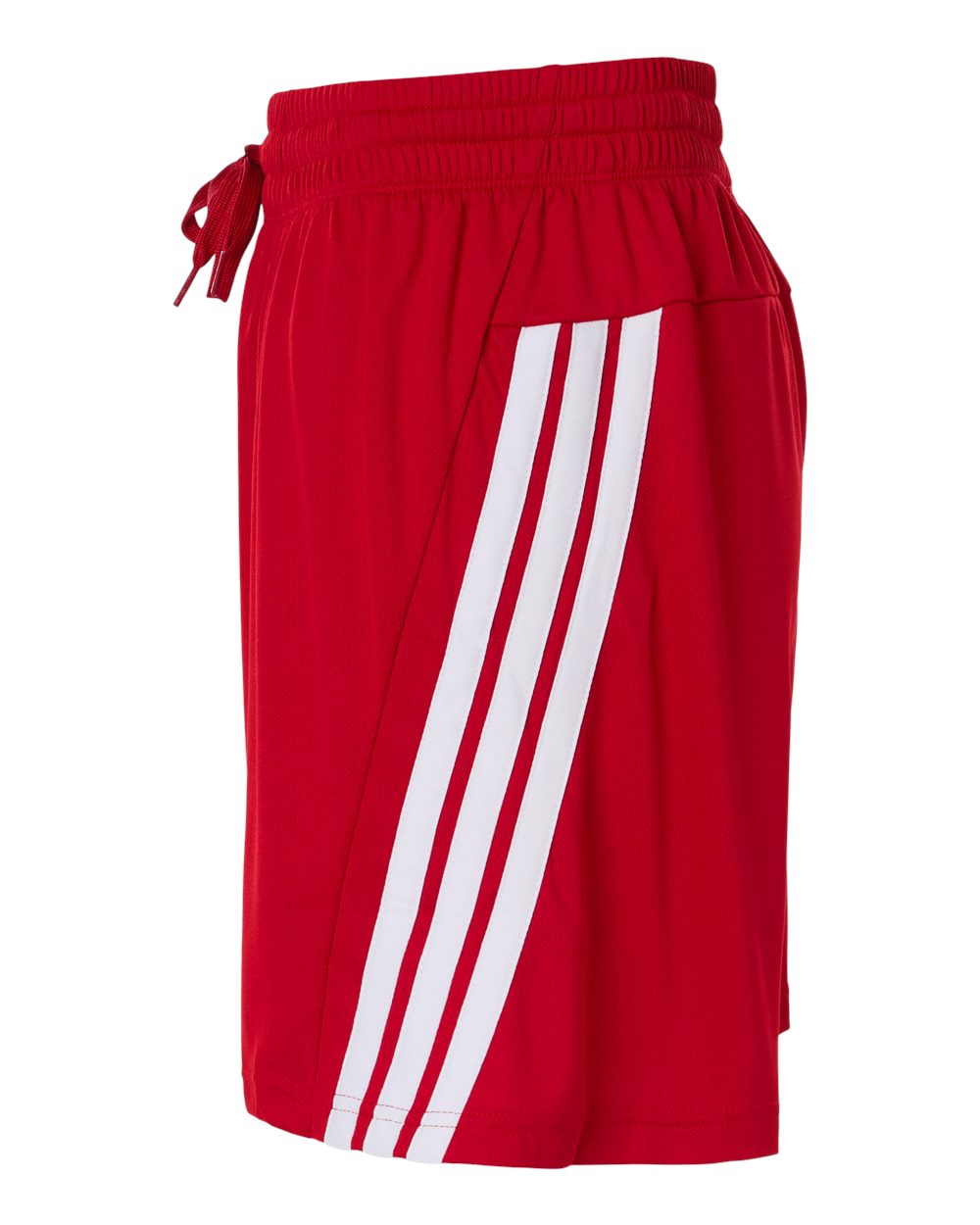 Left View of Team Power Red/ White Men's 3-Stripes 7" Shorts - AT300