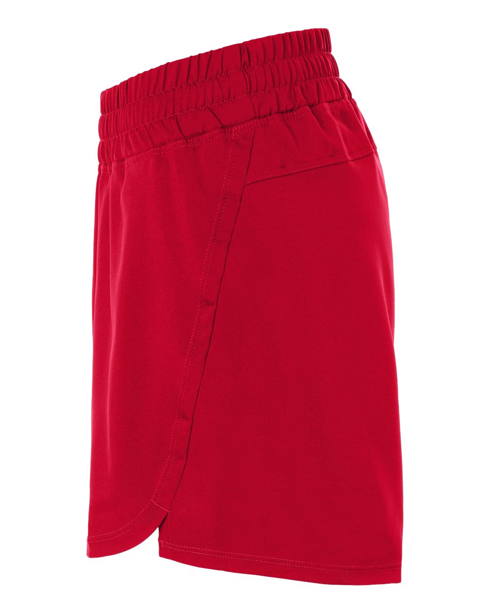 Left View of Team Power Red/ White Women's D4T Woven 3" Shorts - AT306