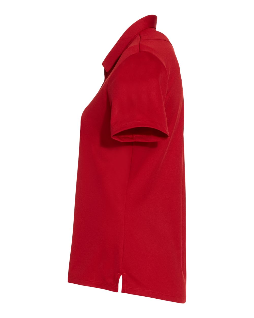 Left View of Team Power Red/ White Women&#39;s Floating 3-Stripes Polo - A481