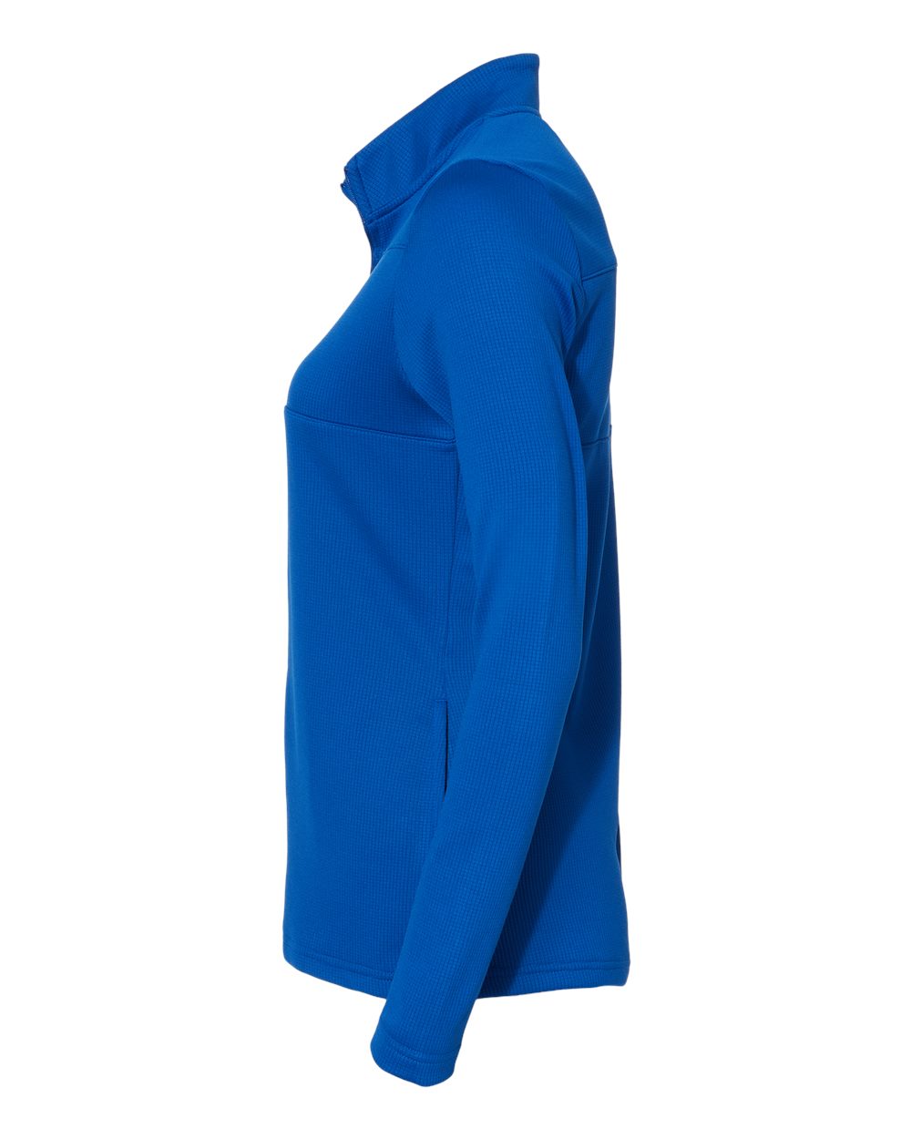 Left View of Team Royal/ Grey Two Women&#39;s 3-Stripes Double Knit Full-Zip - A483