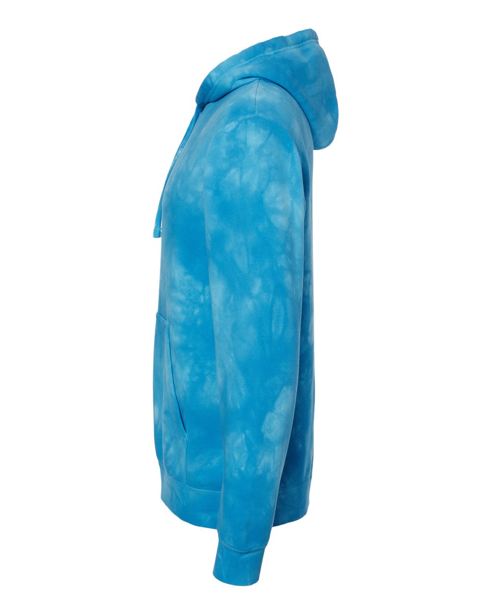 Left View of Tie Dye Aqua Blue Midweight Tie-Dyed Hooded Sweatshirt - PRM4500TD