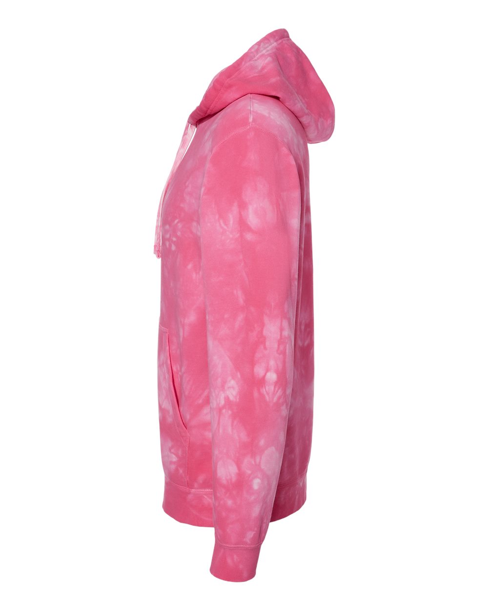 Left View of Tie Dye Pink Midweight Tie-Dyed Hooded Sweatshirt - PRM4500TD