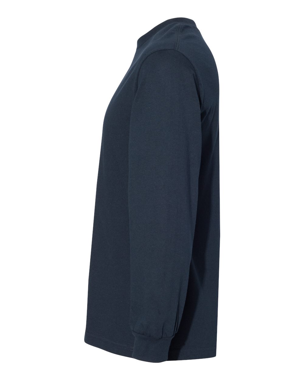 Left View of True Navy Heavyweight Cotton Long Sleeve Tee - 1304