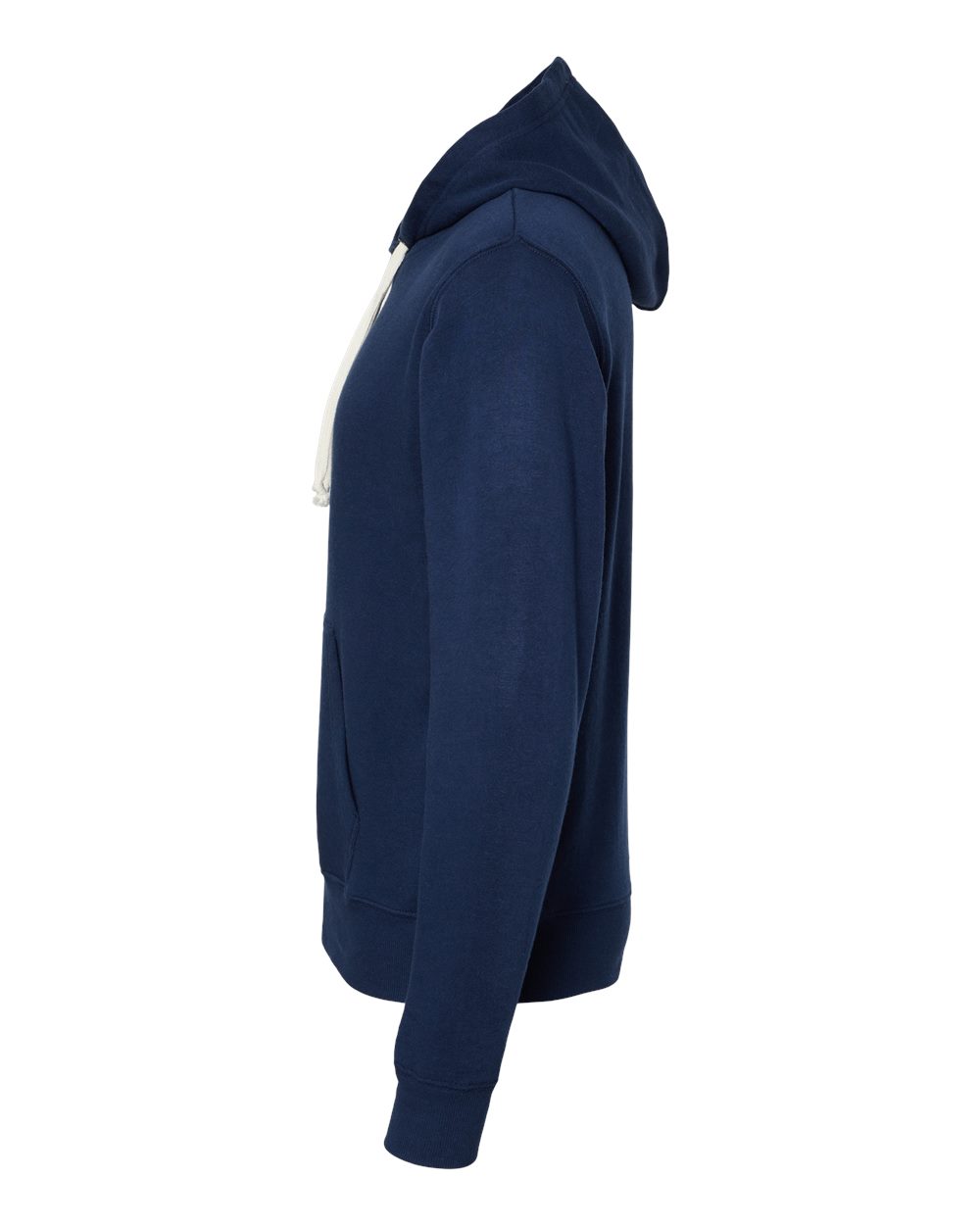 Left View of True Navy Solid Triblend Fleece Hooded Sweatshirt - 8871