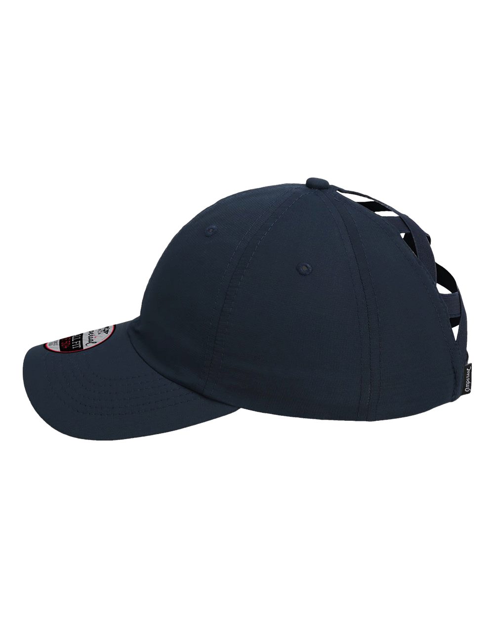 Left View of True Navy The Hinsen Women&#39;s Performance Ponytail Cap - L338