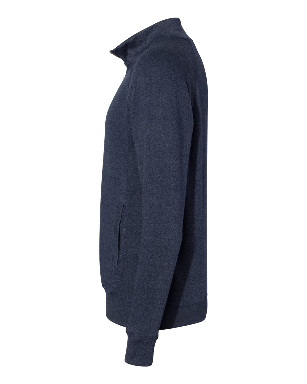 Left View of True Navy Triblend Triblend Quarter-Zip Sweatshirt - 8869