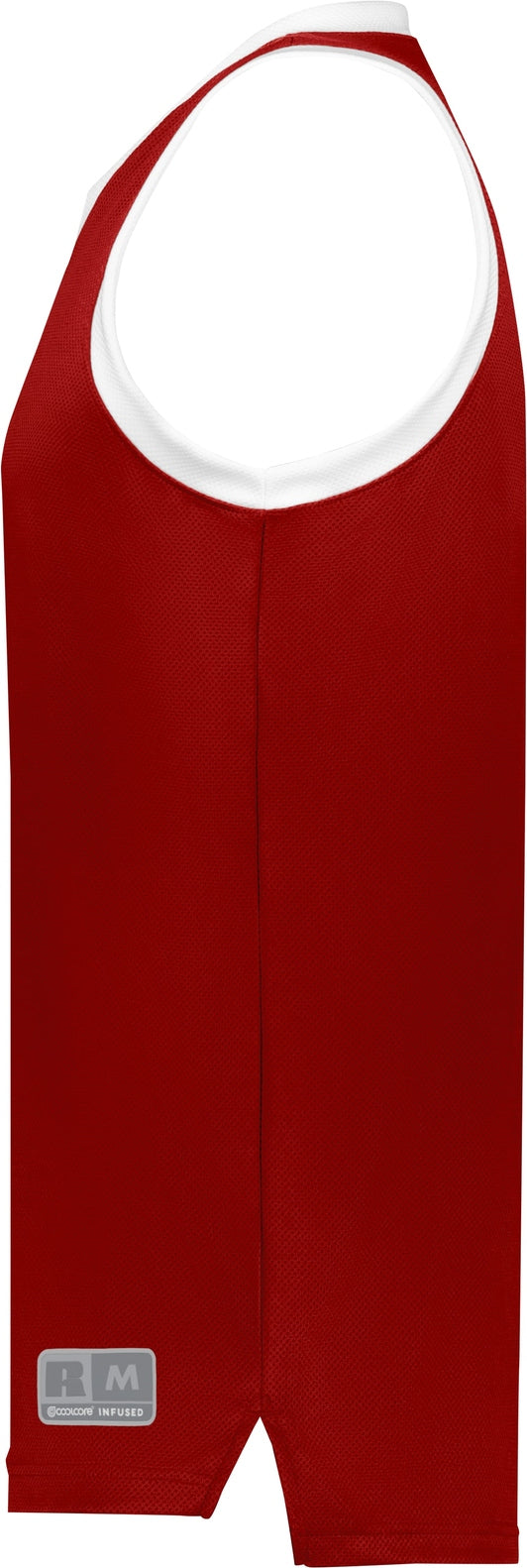 Left View of TRUE RED/WHITE YTH COOLCORE ELITE JERSEY