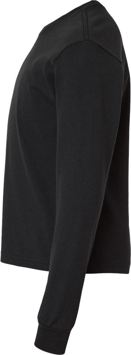 Left View of Vintage Black Youth 6oz. Heavyweight Long Sleeve Tee - 3511Y