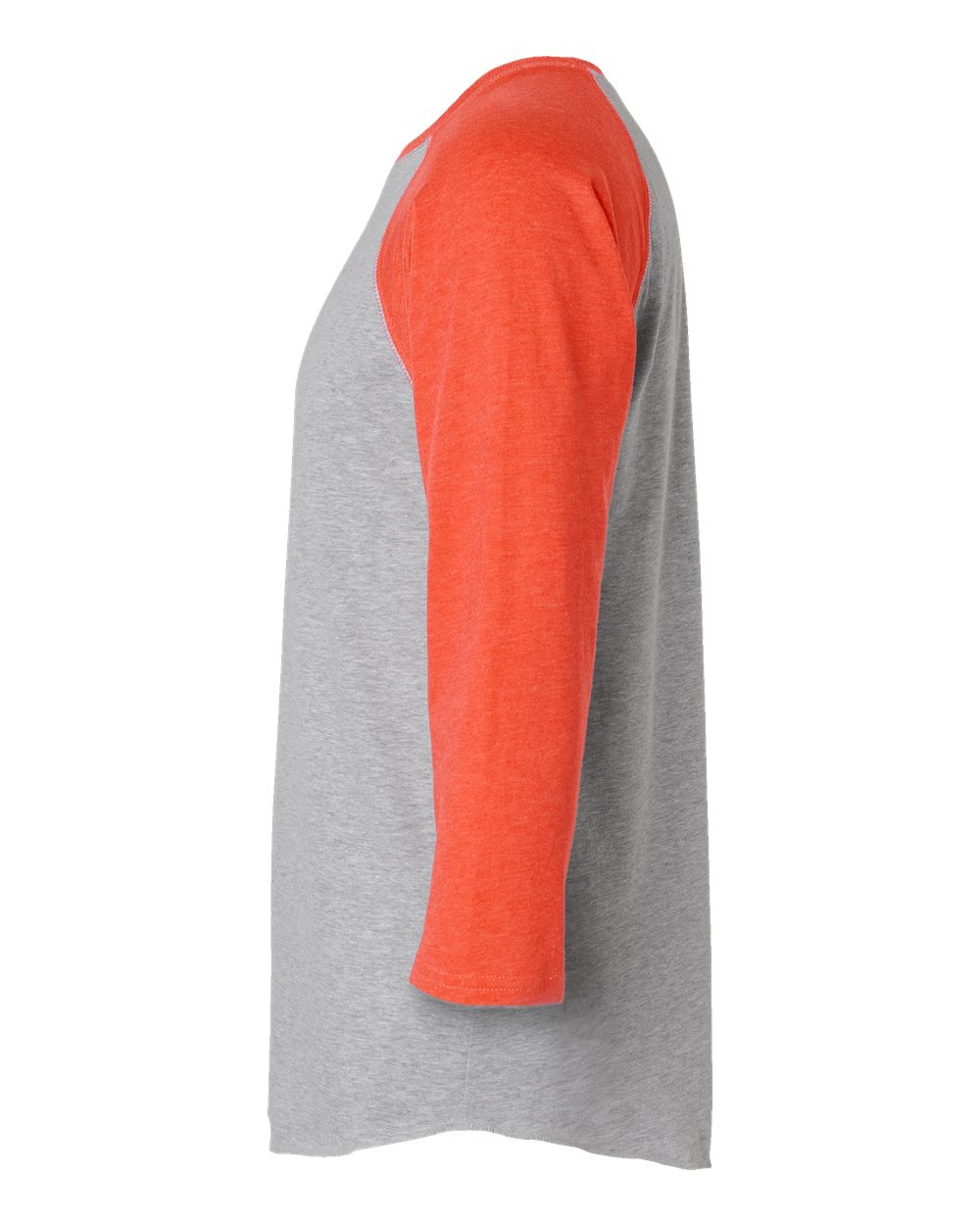 Left View of Vintage Heather/ Vintage Orange Baseball Fine Jersey Three-Quarter Sleeve Tee - 6930