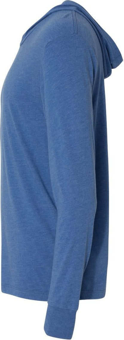Left View of Vintage Royal Triblend Hooded Long Sleeve Pullover - 6021