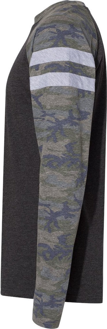 Left View of Vintage Smoke/ Vintage Camo Fine Jersey Mash Up Long Sleeve Tee - 6934
