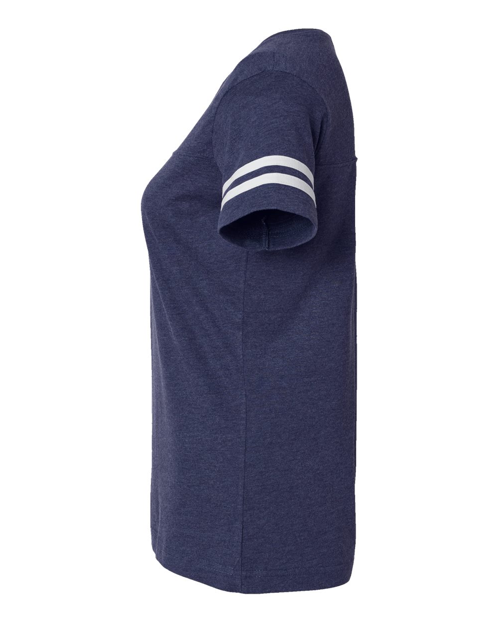 Left View of Vintage True Navy/ Blended White Women&#39;s Football V-Neck Fine Jersey Tee - 3537