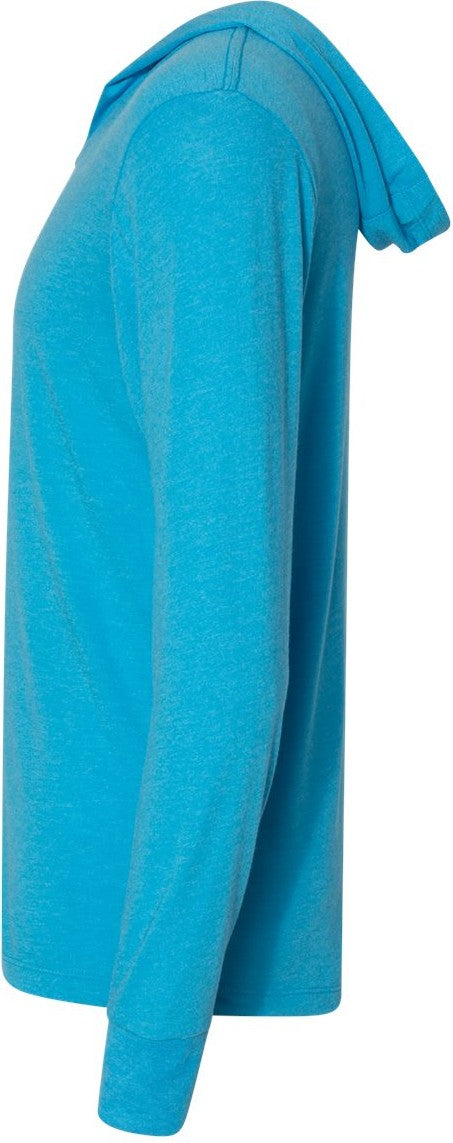 Left View of Vintage Turquoise Triblend Hooded Long Sleeve Pullover - 6021