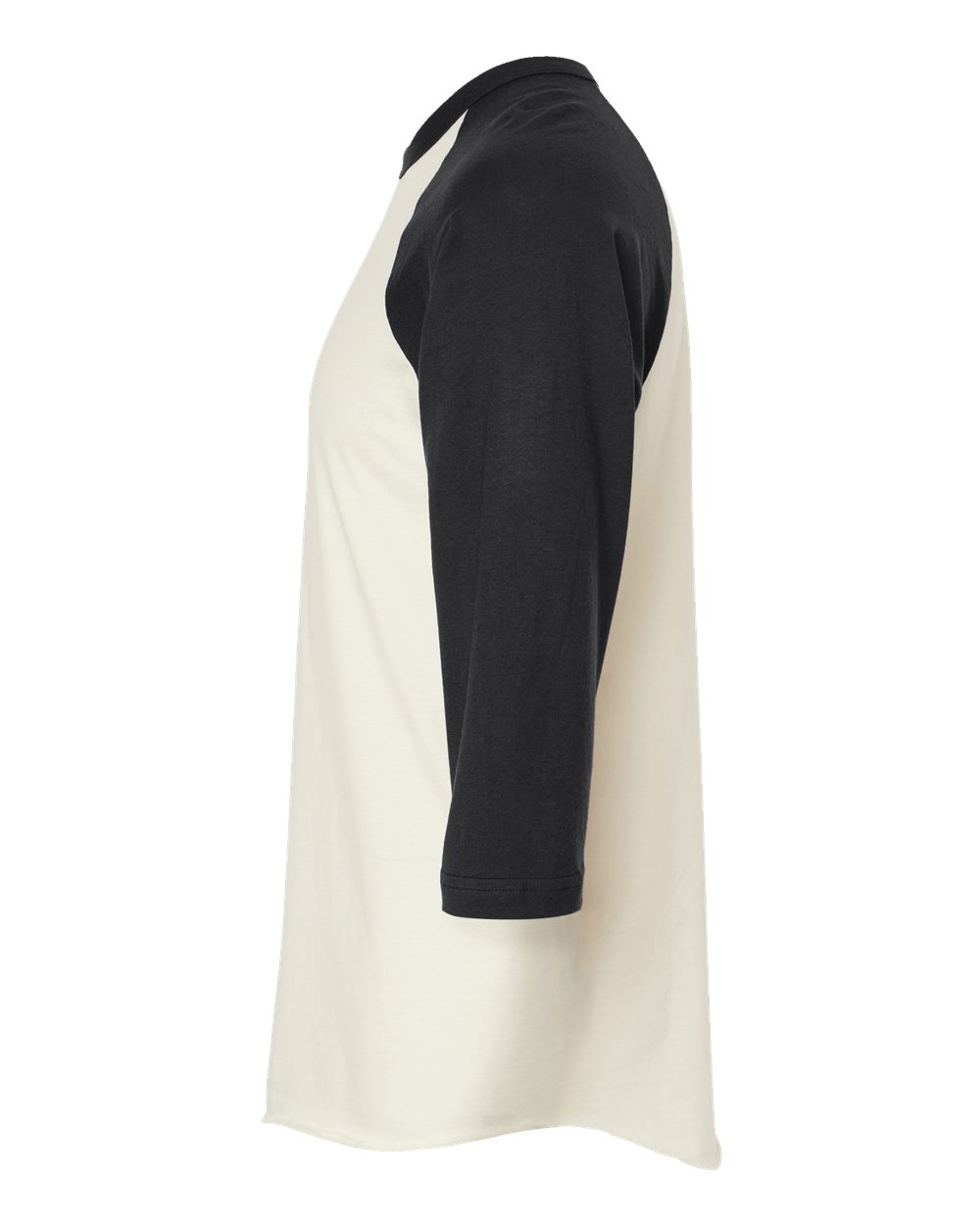 Left View of Vintage White/ Black Fine Jersey Raglan T-Shirt - 245