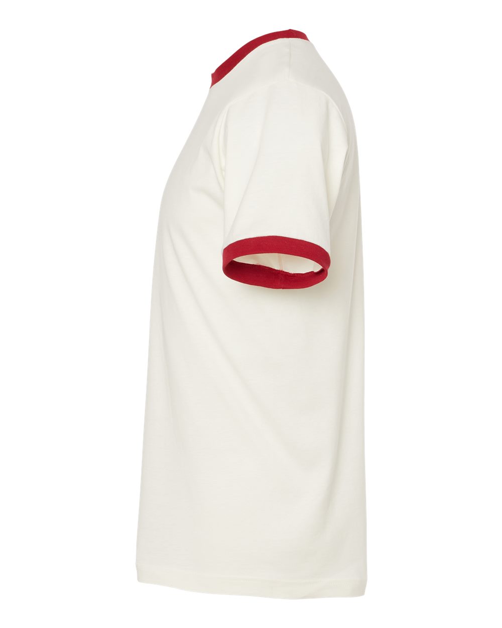 Left View of Vintage White/ Rio Red Fine Jersey Ringer T-Shirt - 246