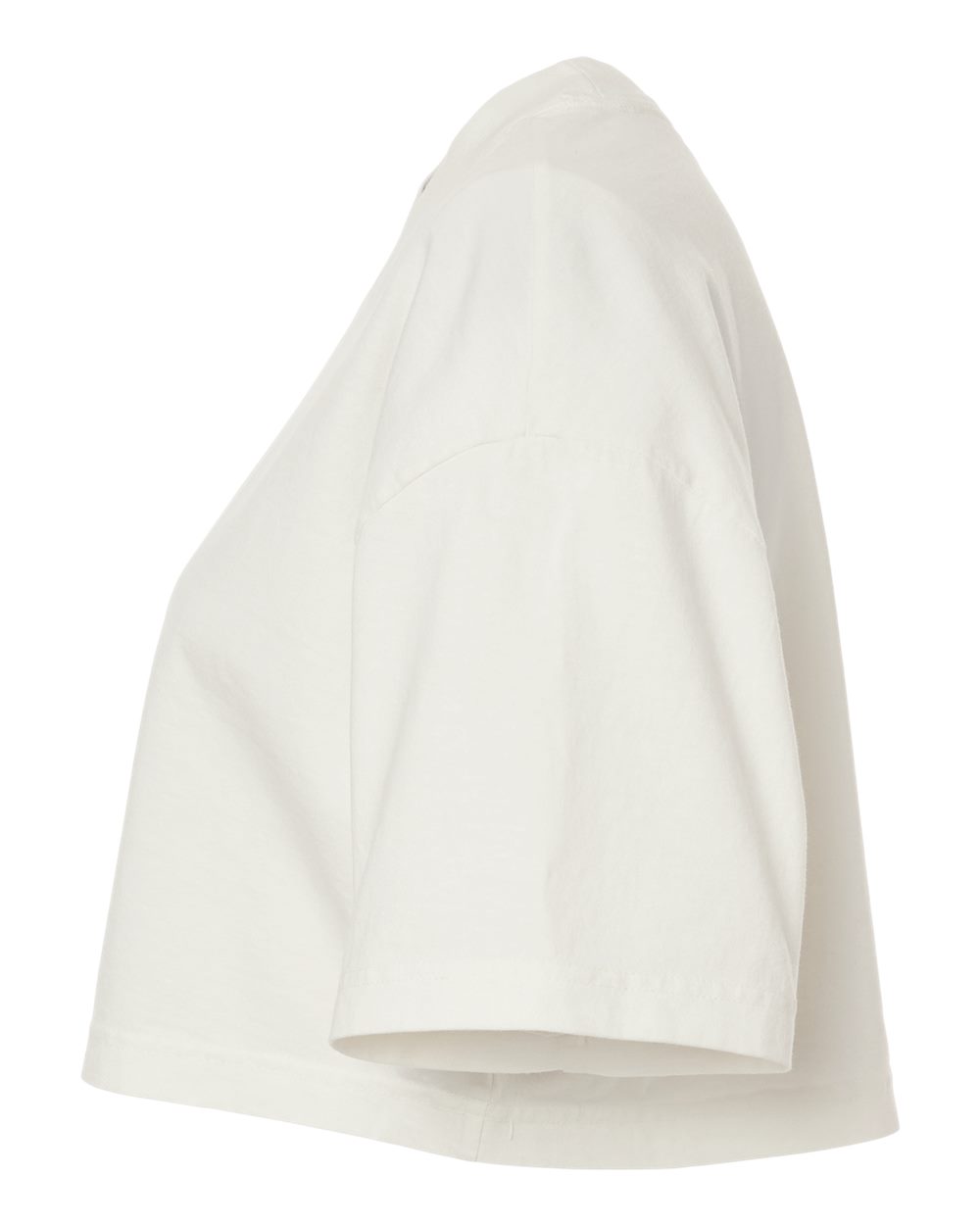 Left View of Vintage White Women's Garment-Dyed Cropped Tee - 6882GD plain