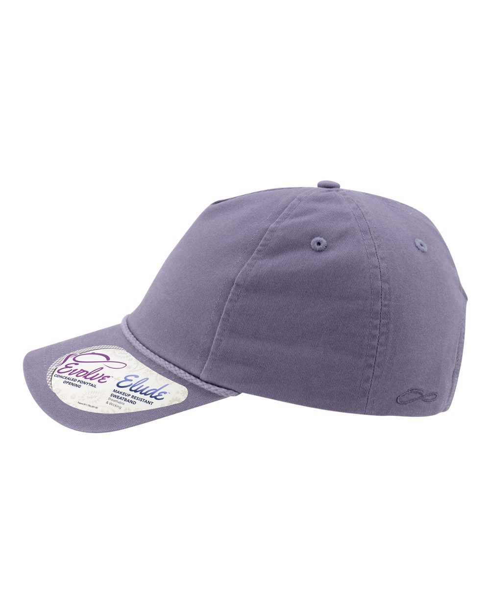 Left View of Violet/ Snow Leopard Women's Washed 5-Panel with Rope - MAYA