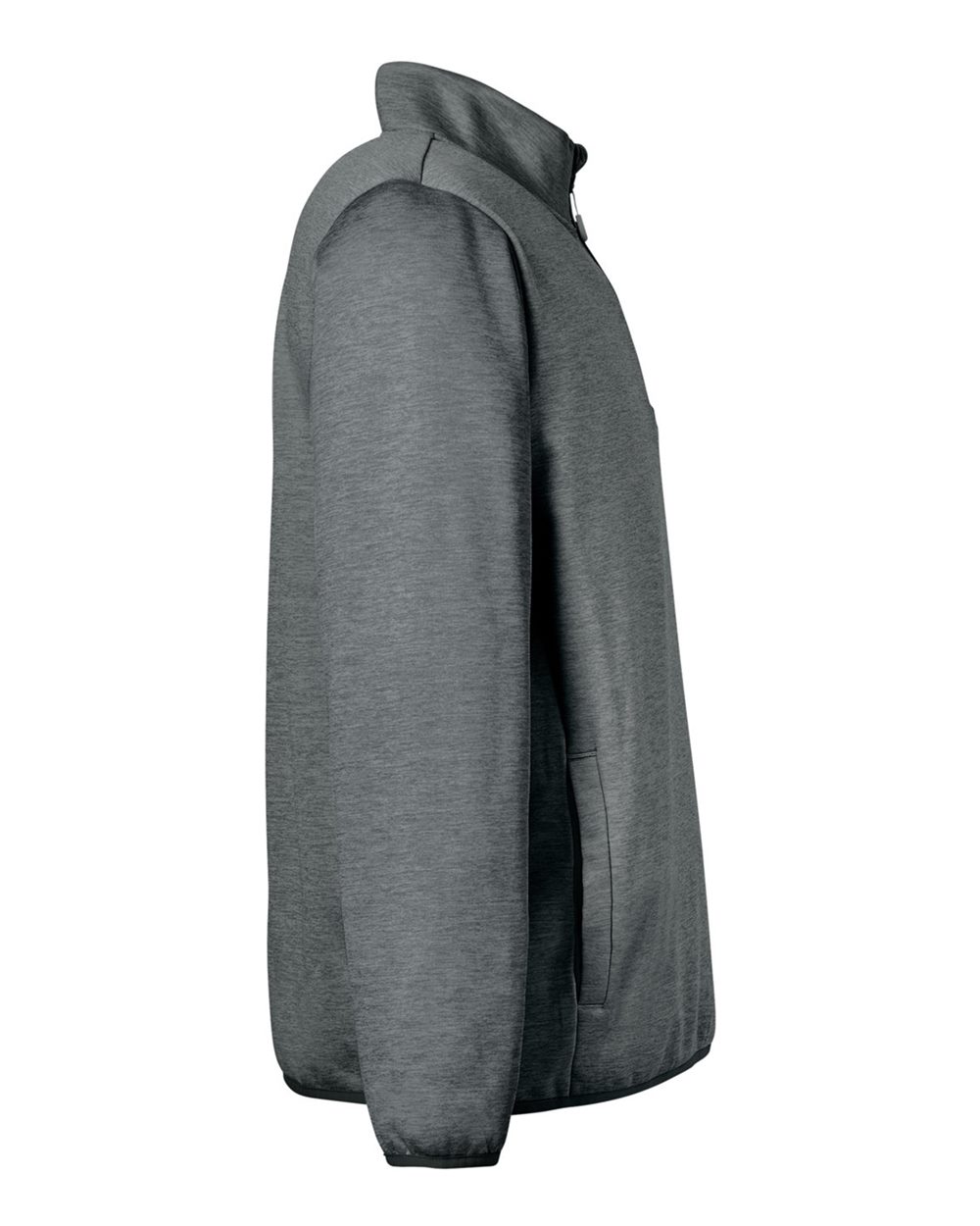 Rear View of Volcanic Ash Heather Cold Front Quarter-Zip Pullover - H130098
