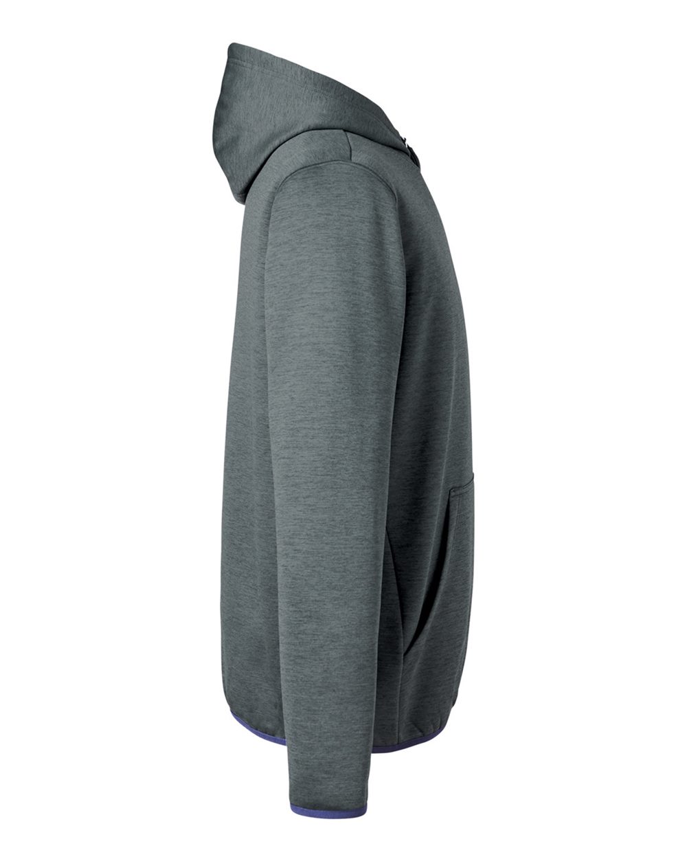 Rear View of Volcanic Ash Heather Performance Hooded Fleece Sweatshirt - H130093