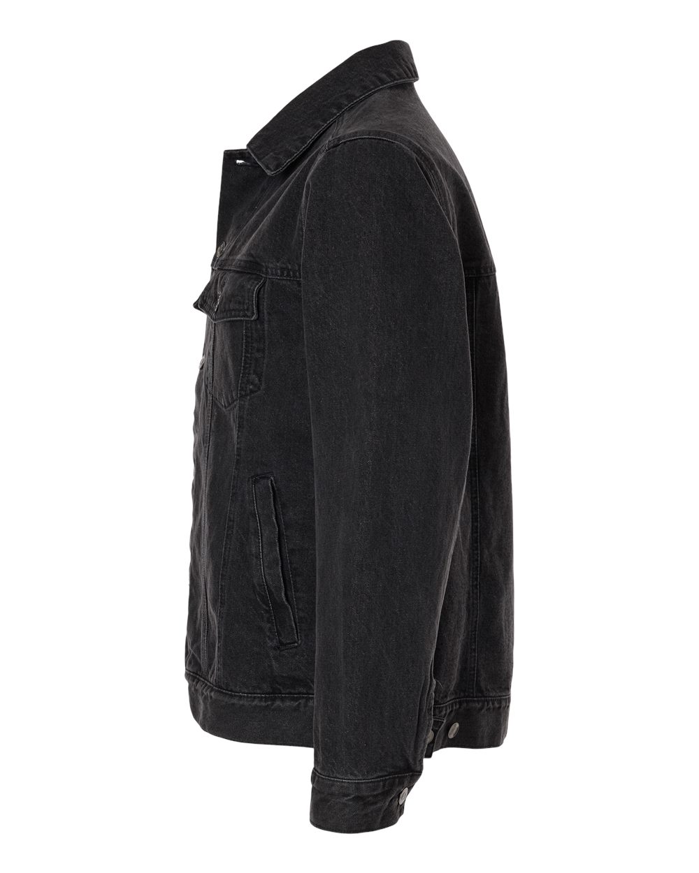 Left View of Washed Black Men's Cooper Denim Jacket - M75 plain