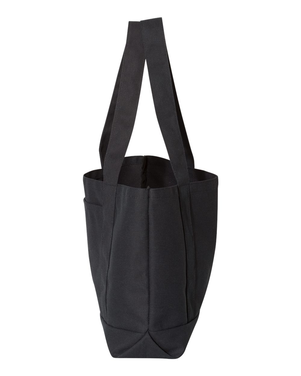 Left View of Washed Black Seaside Cotton Pigment Dyed Resort Tote - 8870