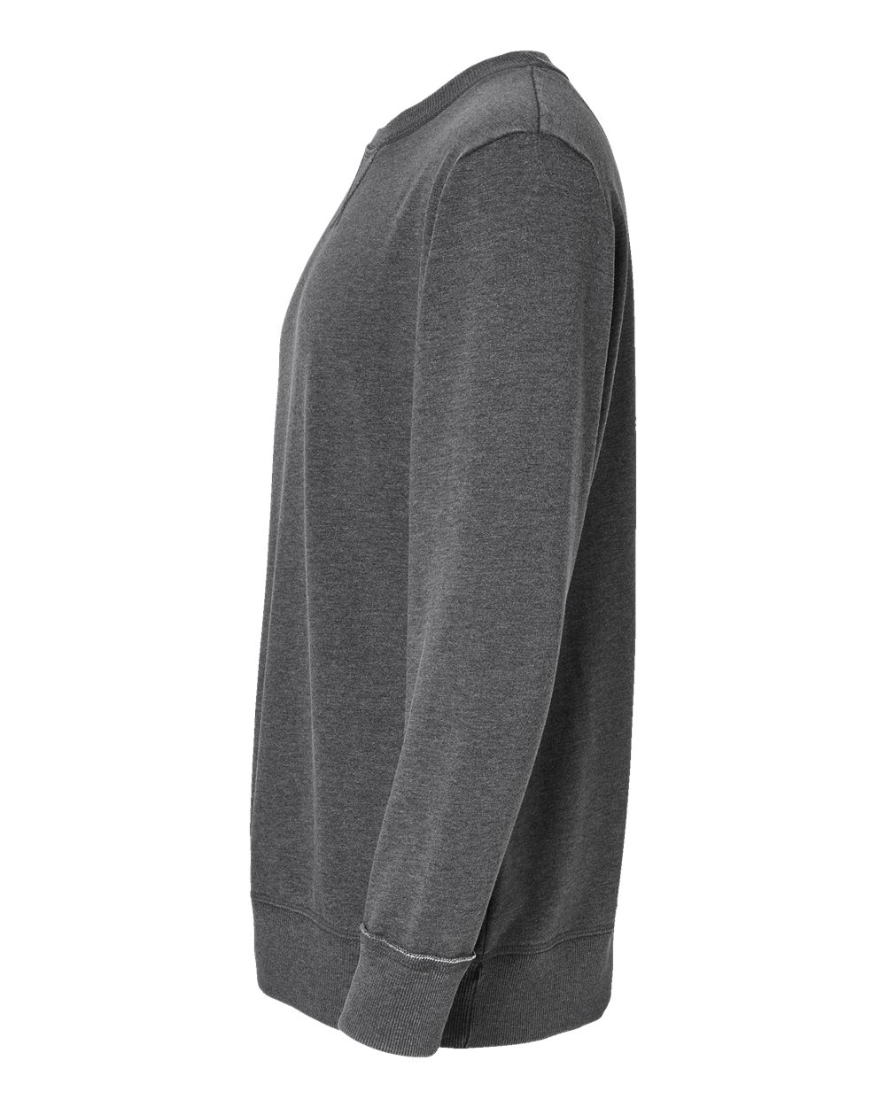 Left View of Washed Black Vintage Wash Fleece Crewneck Sweatshirt - 6935