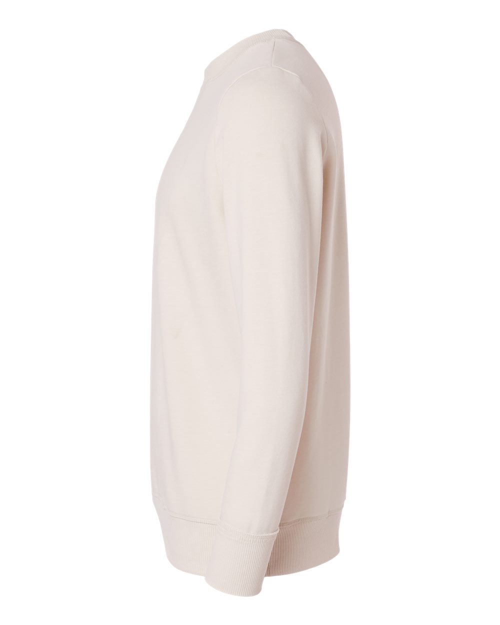 Left View of Washed Natural Vintage Wash Fleece Crewneck Sweatshirt - 6935