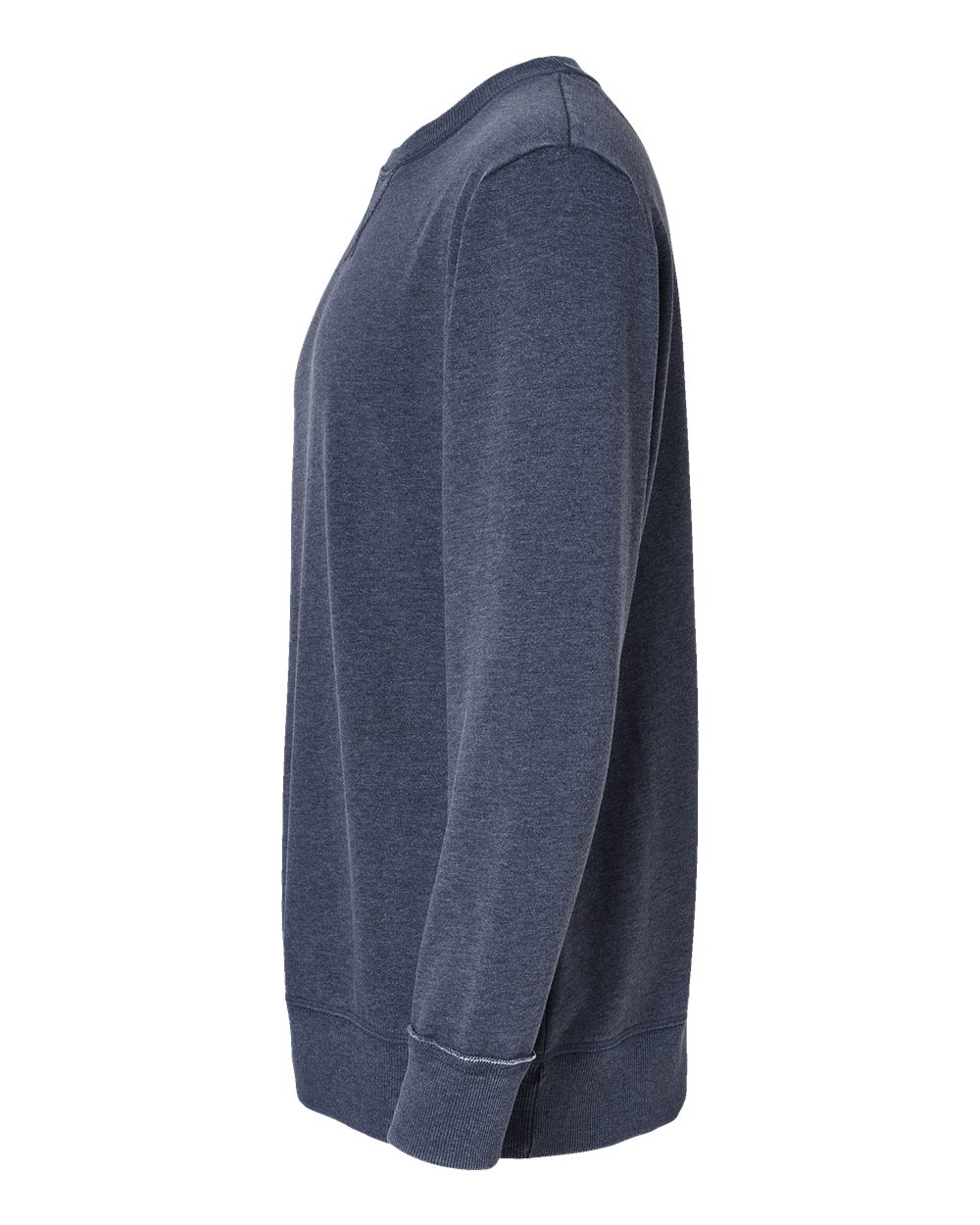 Left View of Washed Navy Vintage Wash Fleece Crewneck Sweatshirt - 6935