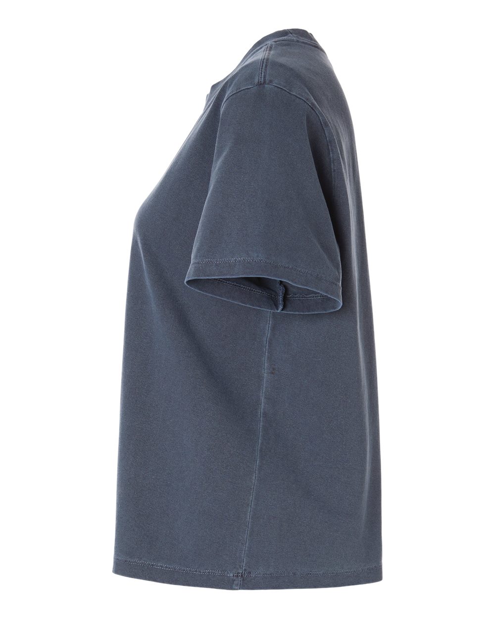 Left View of Washed Navy Women's Garment-Dyed Tee - 6110GD plain