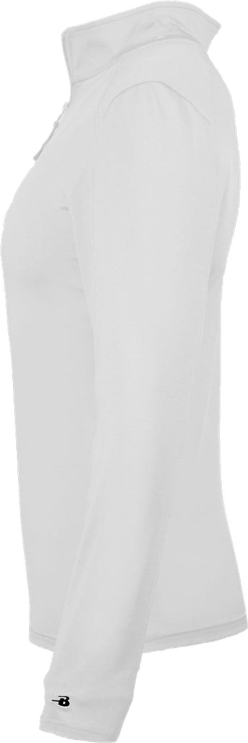 Left View of WHITE 1/4 ZIP LADIES' LIGHTWEIGHT PU