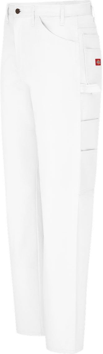 Left View of White - 37 Unhemmed Painter&#39;s Utility Pants - Extended Sizes - 2953EXT
