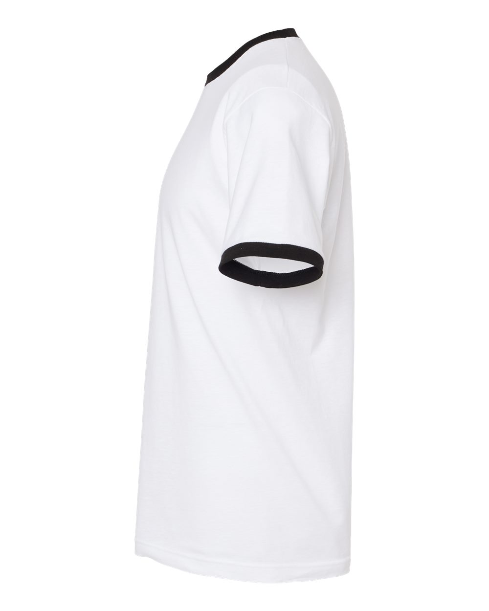 Left View of White/ Black Fine Jersey Ringer T-Shirt - 246