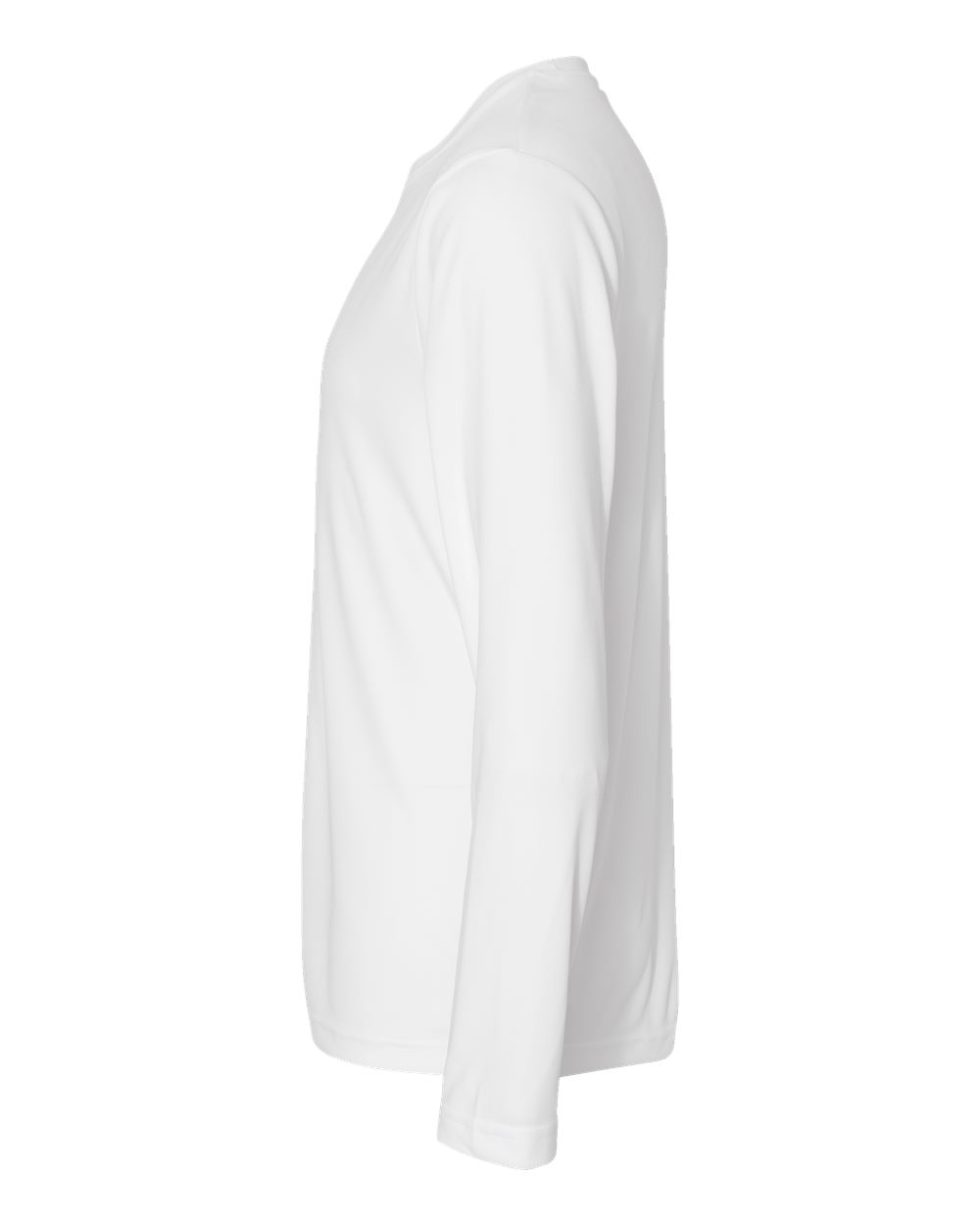 Left View of White Cool DRI® Long Sleeve Performance T-Shirt - 482L