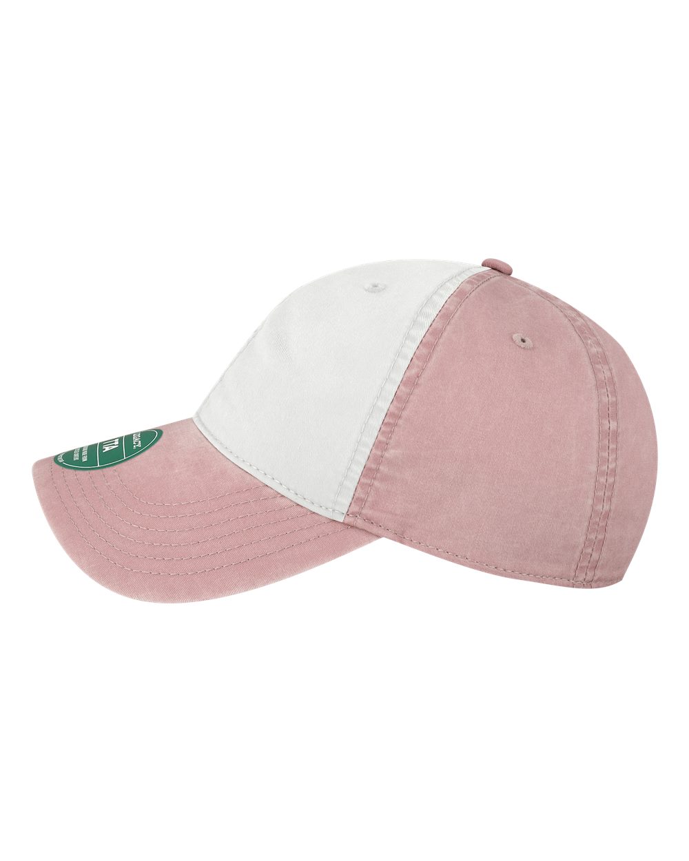 Left View of White/ Dusty Rose Terra Twill Cap - TTA