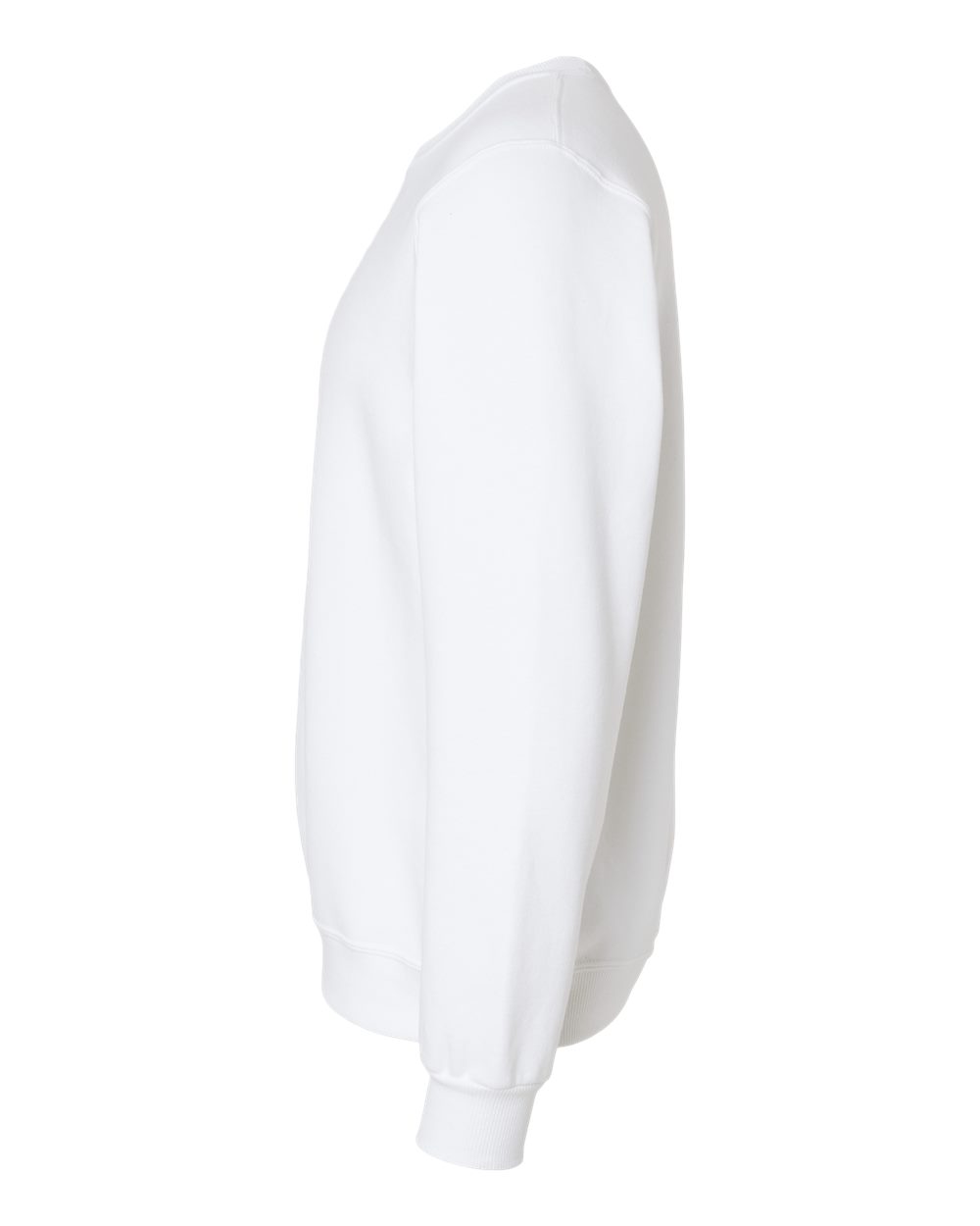 Left View of White Eco™ Premium Blend Ring-Spun Crewneck Sweatshirt - 701MR