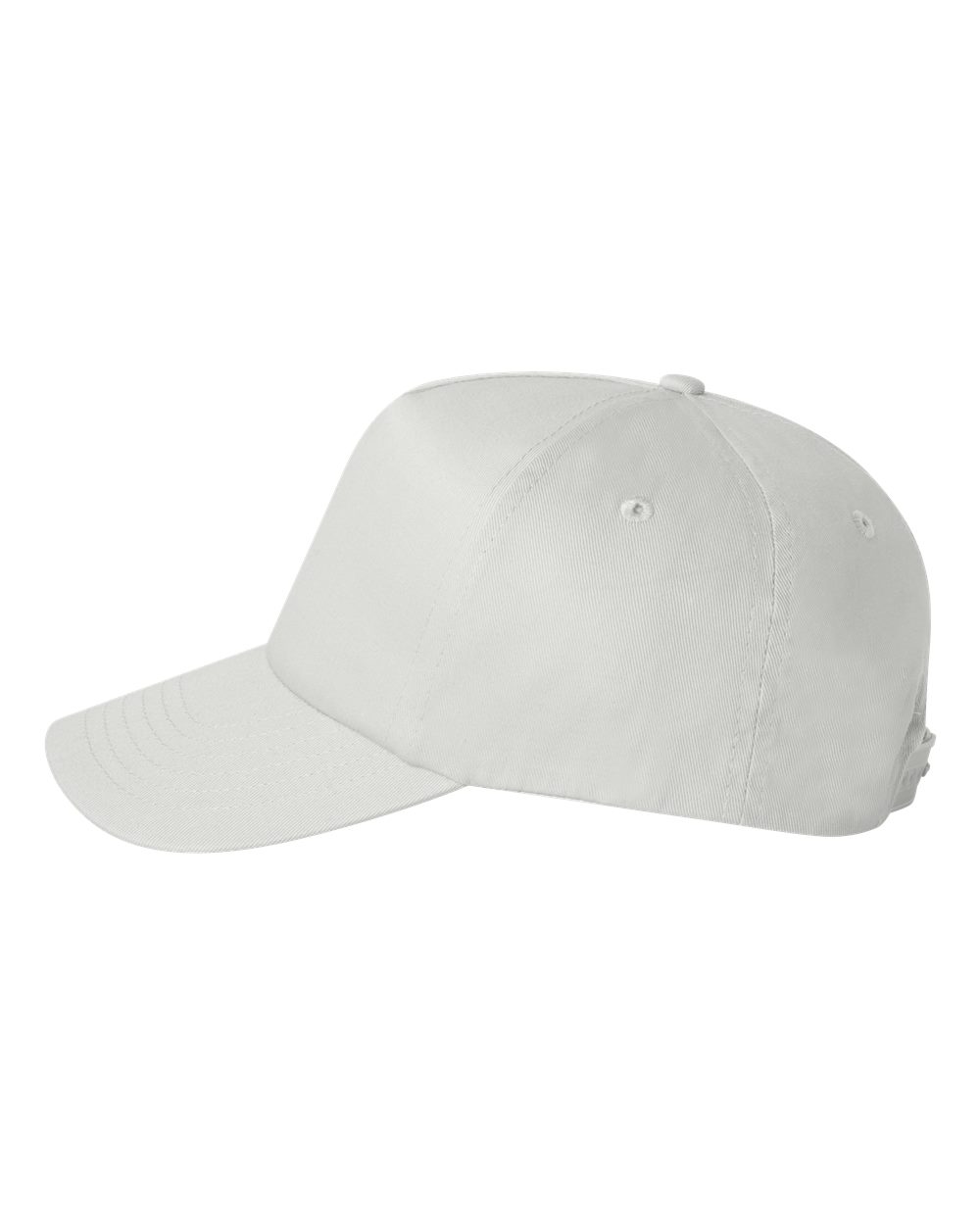 Left View of White Five-Panel Twill Cap - 8869