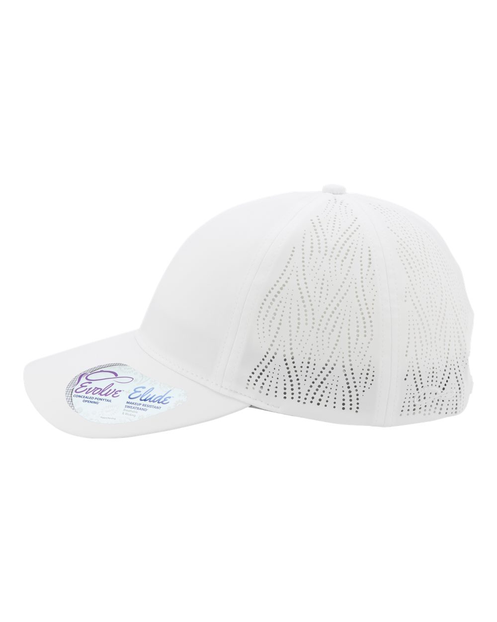 Left View of White/ Floral Women's Perforated Performance Cap - GABY