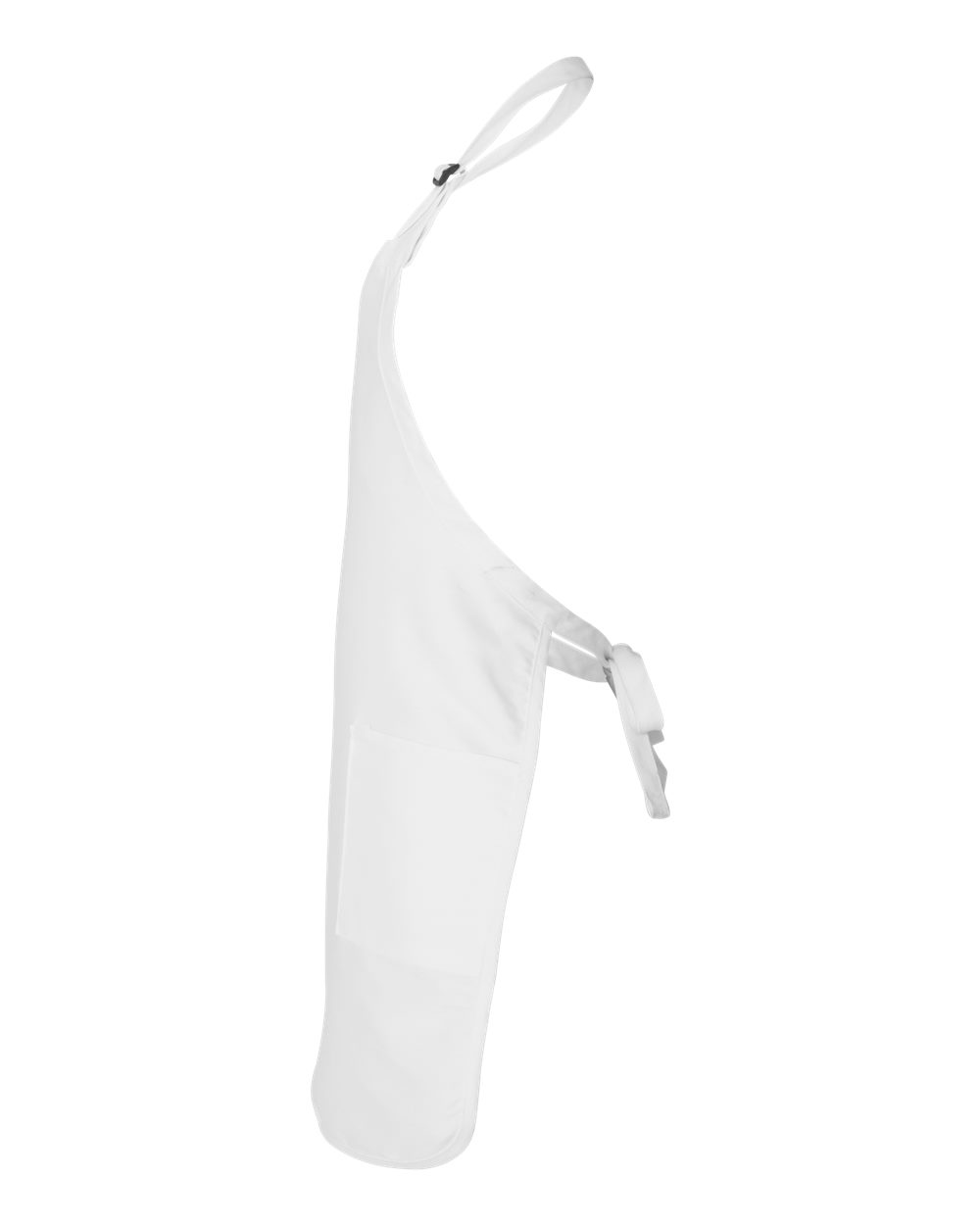 Left View of White Full-Length Apron with Pockets - Q4350