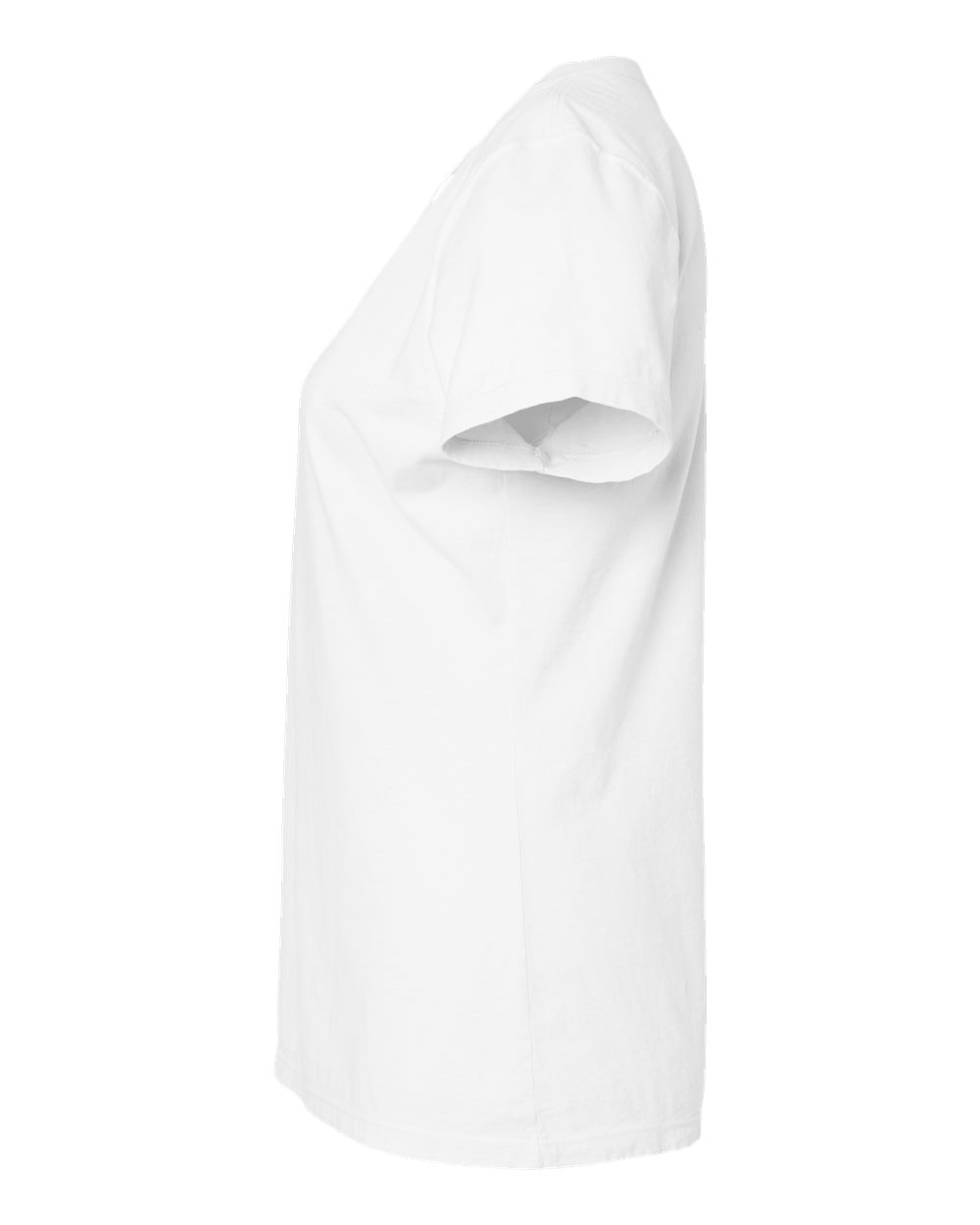 Left View of White Garment-Dyed Women&#39;s V-Neck T-Shirt - GDH125