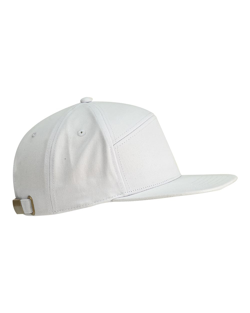 Left View of White Hybrid Flat Bill Cap - BA709