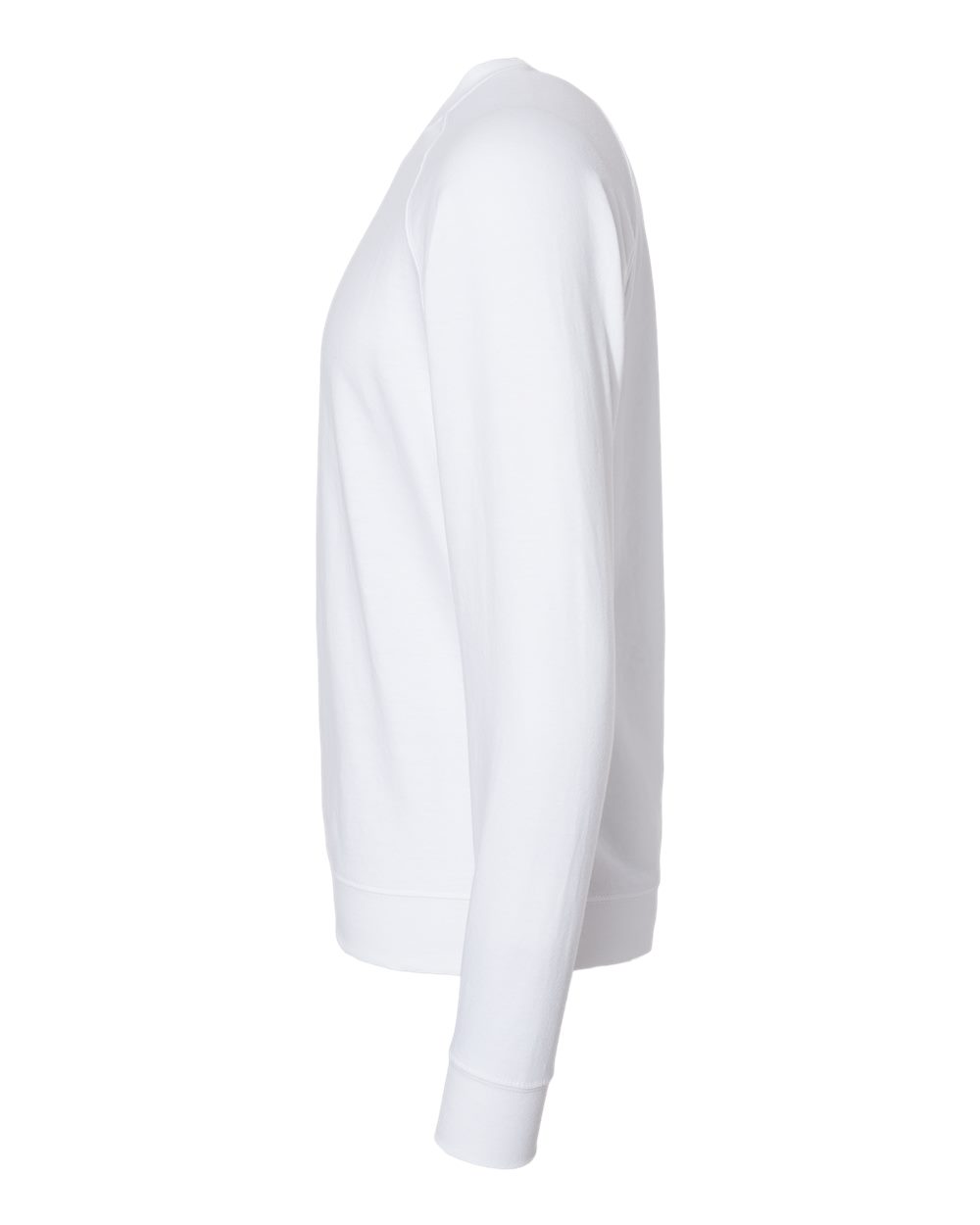 Left View of White Icon Lightweight Loopback Terry Crewneck Sweatshirt - SS1000C