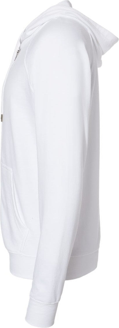 Left View of White Icon Lightweight Loopback Terry Full-Zip Hooded Sweatshirt - SS1000Z