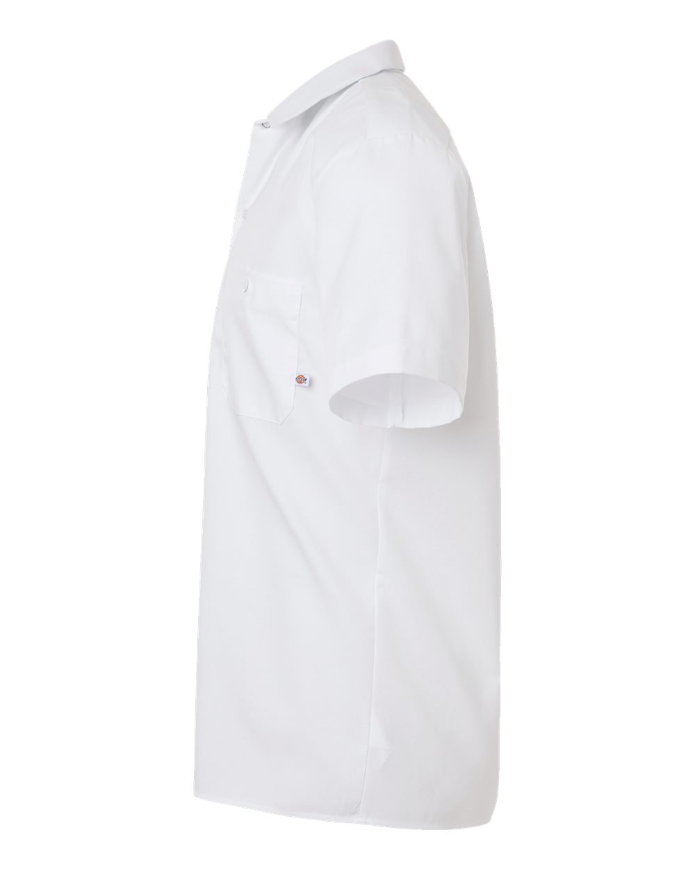 Left View of White Industrial Short Sleeve Work Shirt - S535