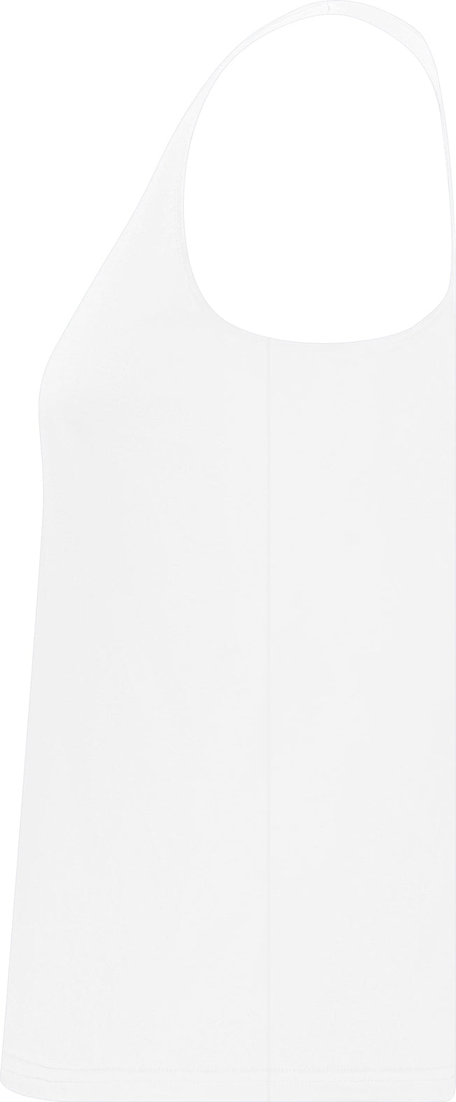 Left View of WHITE LADIES' RACERBACK TANK