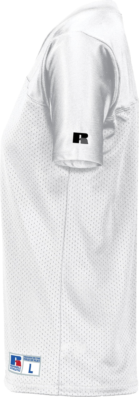 Left View of WHITE LDS SOLID FLAG FOOTBALL JERSEY