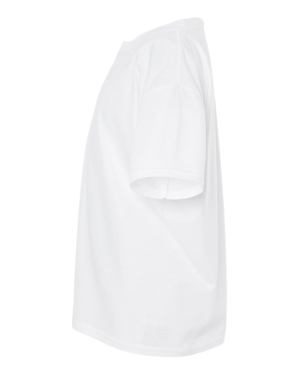 Left View of White Light Cotton Youth T-Shirt - 3000B